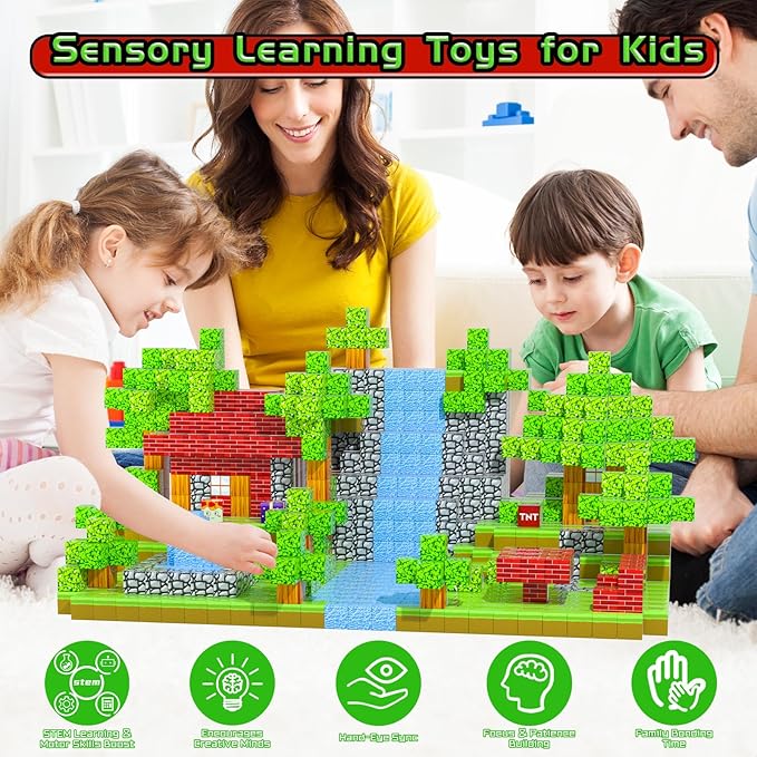 Magnetic Blocks - 120PCS Magnetic Building Blocks Toys,Toddler Montessori Game Creative Construction Toys for Boys Girls,Magnet Tiles Cubes STEM Sensory Toys Birthday Gift for Kids Ages 4 5 6 7 8 9 10