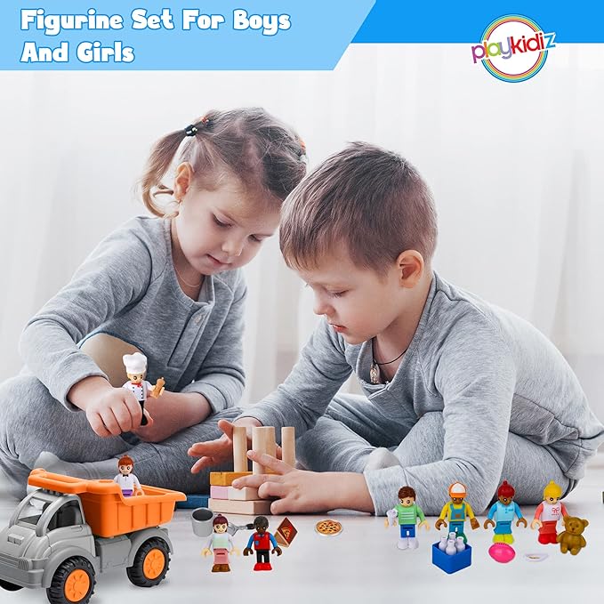 8 Toy Figures & Playsets, 2 Inch Play Peoples Set, Early Development Family Figurines for Kids, Pretend Play Toys for Children 3+ (23Pcs)