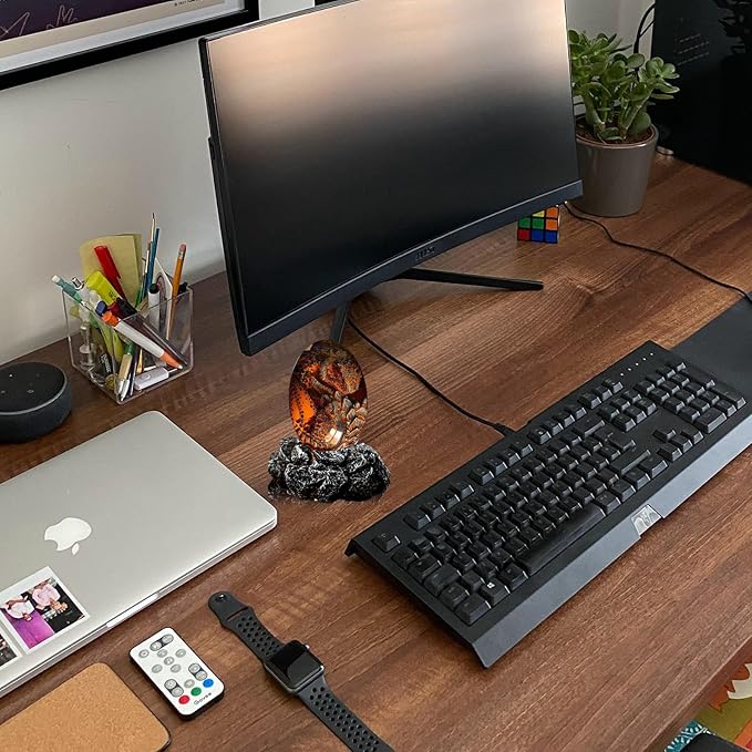 ACOCOFE Dragon Egg with Luminous Base Ornaments, Handmade Resin Crystal Souvenir, Gift for Christmas, Birthdays, Graduation (Red with Base)