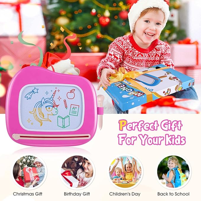 Smasiagon Magnetic Drawing Board for Toddlers: Erasable Doodle Board for Home, Travel & Preschool | Fun & Educational Toy for Baby Girls Boys(Ages 1-3) (Rose)