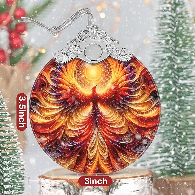 Phoenix Ornament, Christmas Ornaments, Christmas Decorations for Tree, Stained Glass Ornament, Heirloom Keepsake, Gift Exchange, Gift Ideas, Bauble Present