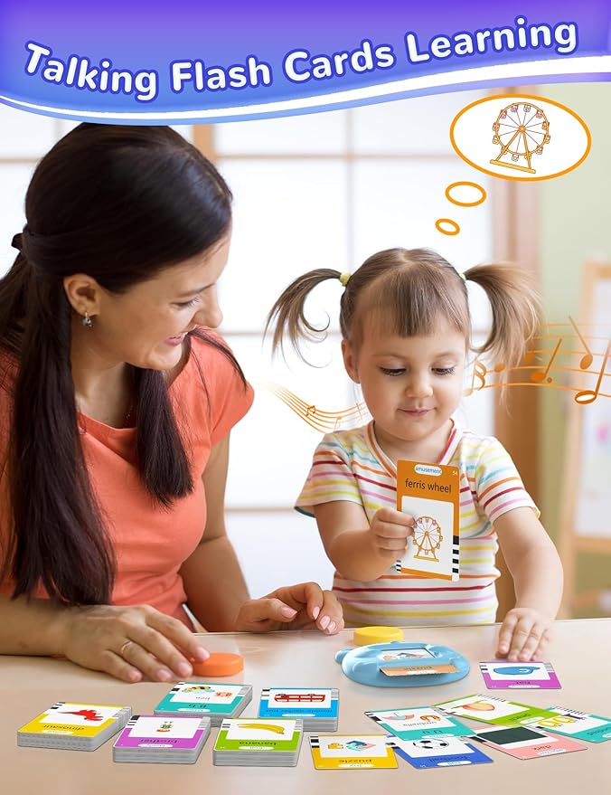 Talking Flash Cards for Toddlers, 510 Sight Words Kids English Learning Flashcards Educational Toys, Autism Pocket Speech Therapy Toys, Birthday Gifts for Boys Girls