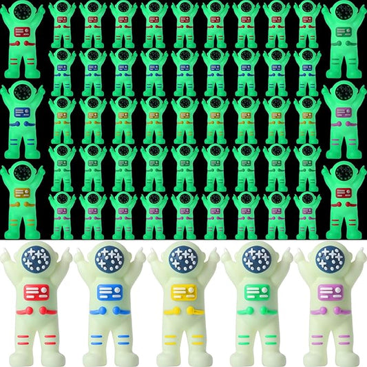 100 Pcs Mini Astronaut Figurines Glow in The Dark Miniature Astronaut Tiny Spaceman Toys for Space Party Piñata Cake Topper Kids School Classroom Prize Gift Hide and Seek (Full Body Glow)