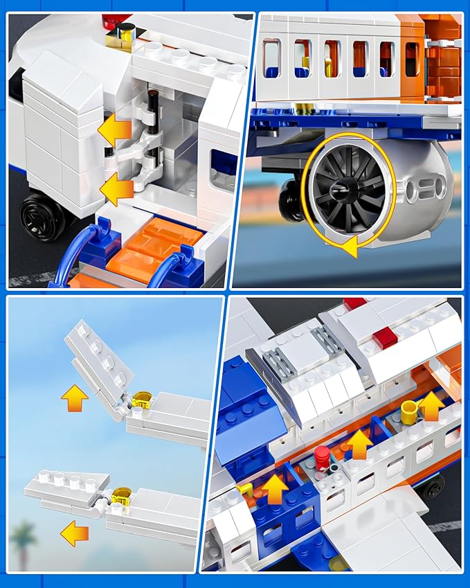 3 in 1 City Passenger Airplane Building Set 628 PCS, Osprey V-22 or Holicopter Building Kits, Terminal and Signs Airplane Playset Gifts for Kids, Aviation Lover,Home & Office Decoration