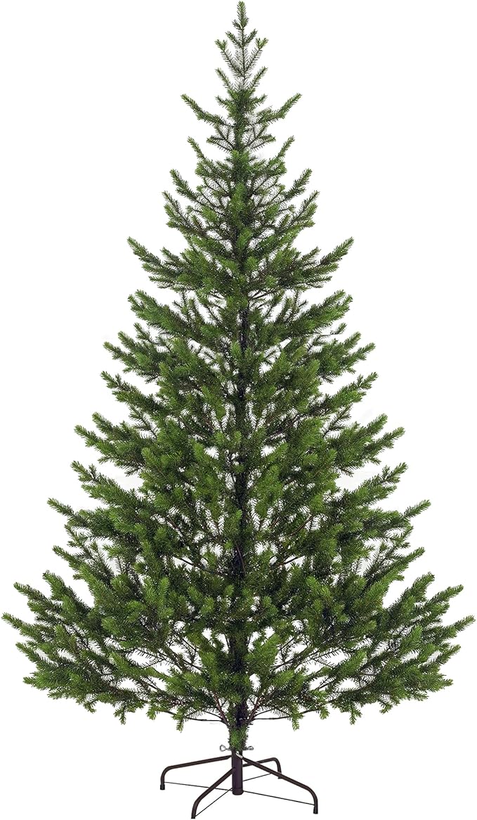 HOMCOM 7.5ft Artificial Christmas Tree, Sparse Realistic Cedar Tree with 2901 Tips, Easy Assembly, Hinged Xmas Tree for Home Office Holiday, Green