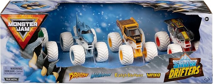 Monster Jam - Pack of 4 1:64 Die Cast Vehicles - 4 Authentic Monster Trucks Official Show Vehicles to Collect Scale 1:64 - Children's Toy 3 Years and Above