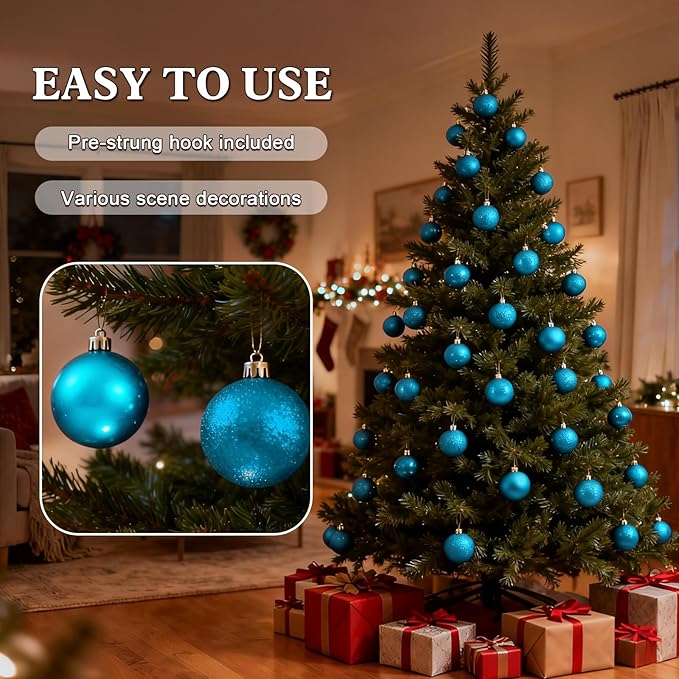2.36" Christmas Balls Christmas Tree Ornaments Shatterproof Plastic Holiday Ornament Festival Hanging Ball Holiday Decorations Set of 24pcs