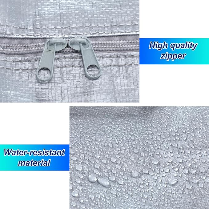 Windyun 4 Pack 57 Gallon Extra Large Storage Bags XXL Moving Bags with Zipper Handles Heavy Duty Jumbo Big Totes Box for Halloween Skeleton 4-12 Feet Christmas Tree Storage College Dorm Cloth (Silver)