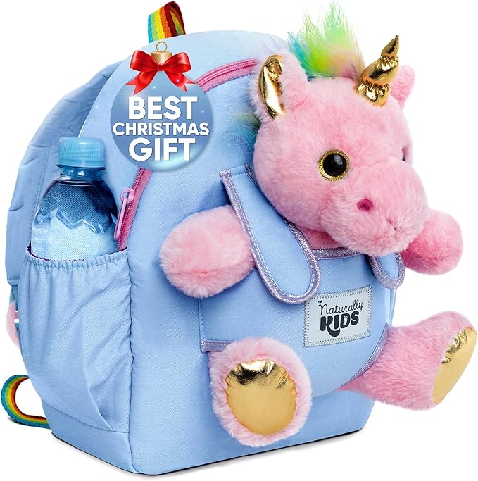 Naturally KIDS Pink Unicorn Toys for Girls Age 4-6, Gifts for 5 Year Old Girls, Toddler Unicorn Backpack