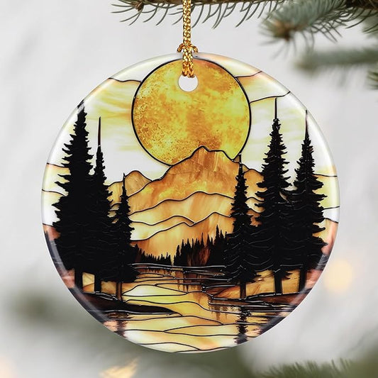 Mountain Sunset Christmas Ornaments: Christmas Tree Ornaments, Holiday Decor for Nature Lovers, Stocking Stuffers, Gift Ideas, Xmas Gifts & Rustic Cabin Decor Gifts