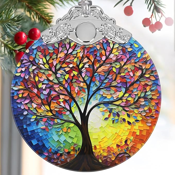 2025 Tree of Life Stained Glass Christmas Ornaments - Holiday & Christmas Tree Decor for Women