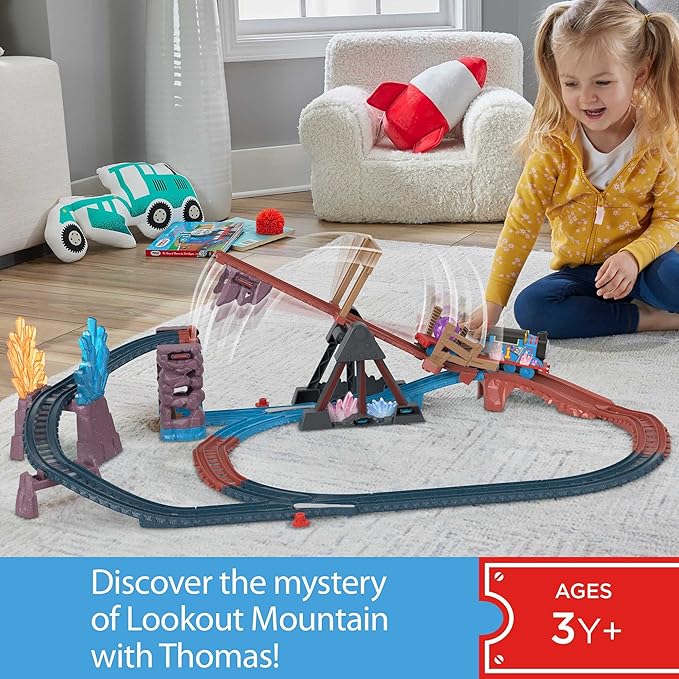 Thomas & Friends Motorized Toy Train Set Crystal Caves Adventure with Thomas, Tipping Bridge & 8 Ft of Track for Preschool Kids Ages 3+ Years