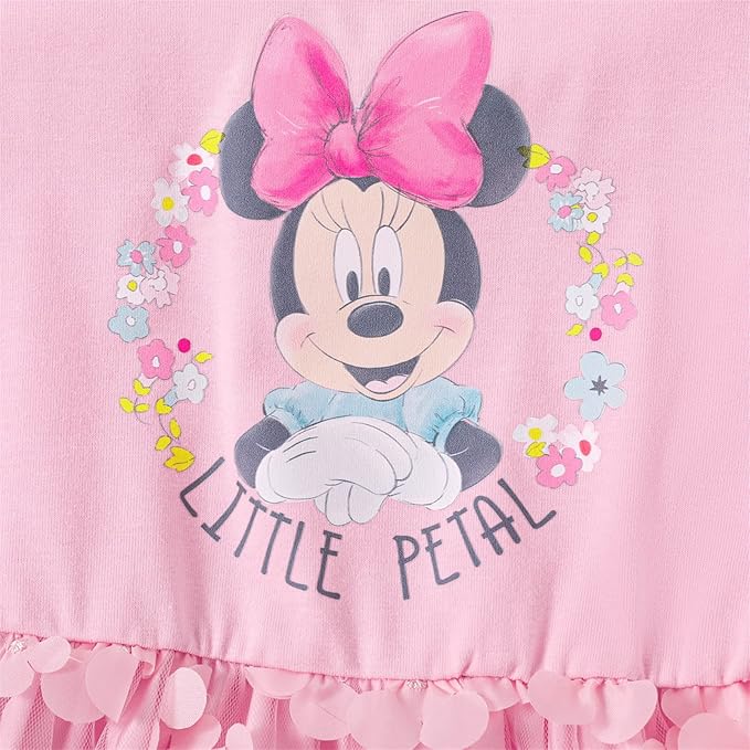 Disney Frozen Elsa Princess Cinderella Ariel Jasmine Rapunzel Baby/Toddler Dress, Ruffle Long-Sleeve Mesh Overlay Tulle Dress