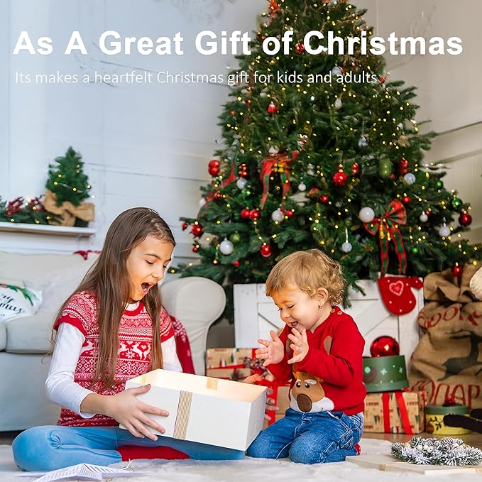 Ceramic Gnome Christmas Tree, Christmas Decor Indoor with 54 Multi-Colored Lights, Pre-Light Hand-Painted Hoilday Tree with 5-Pointed Star for Tabletop Decorative Xmas Decorations