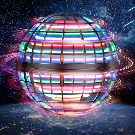 LEMATRIX Flying Orb Ball Toy, Hover Ball Boomerang Fly Fidget Spinner, Cool Toys Gifts for 6 7 8 9 10 11 12+ Years Old boy Girls Teens, Hand Mini Drone Cosmic Globe, Indoor Outdoor Toys(Black)