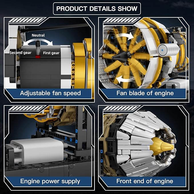 Mould King Aircraft Engine Toys Building Sets, Mini Engine Model with Motor, 10141 STEM DIY Project Building Kits, Collectible Birthday Blocks for Adults Aged 14+ (2256 Pieces)