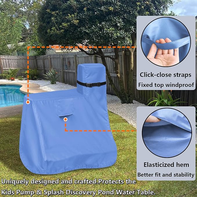 Kids Water Table Cover for Step2 Pump & Splash Discovery Pond Water Table, Outdoor UV, Fade-resistant, Wind and Dust Protection Toddlers Water Activity Table Cover(Blue)