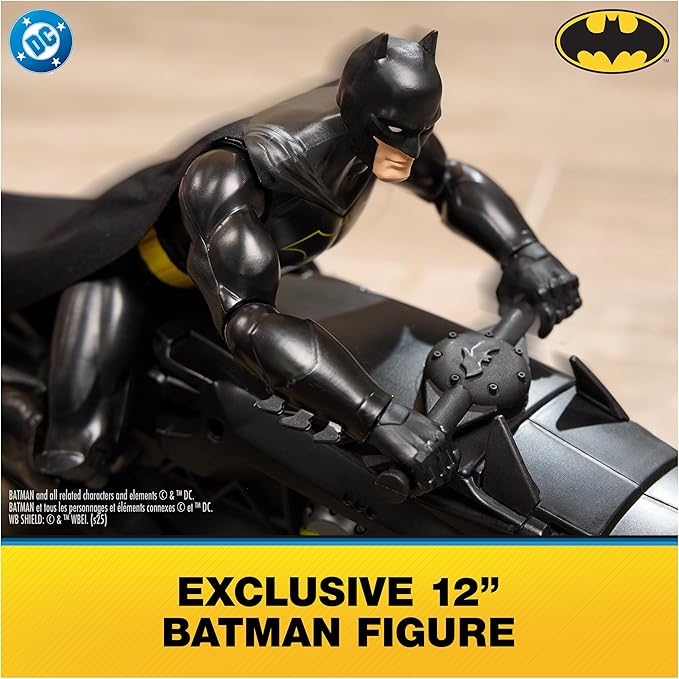 DC Comics, Batman Stealth Remote Control Batcycle with 12" Batman Action Figure, Super Hero Kids Toys for Boys and Girls Ages 4 & Up