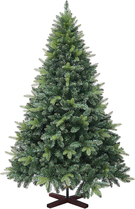 6ft Artificial Christmas Tree, 1152 Realistic Branch Tips, Easy Assembly Hinged Design, Includes Base