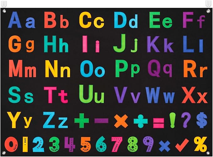WATINC 151Pcs Alphabets Letters Numbers Felt Board Story Preschool Set Colorful ABC Letter Upper Lower Case Math Symbols Large Wall Storyboard Early Learning Play Kit for Toddlers Kids 41 x 30 Inch