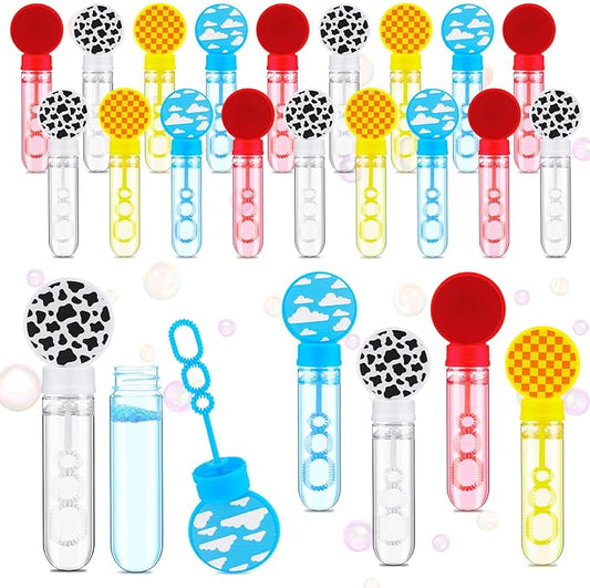 24 Pack Bulk Bubble Wands Cartoon Party Favors Toy Theme Birthday Party Supplies Cartoon Theme Birthday Bag Stuffers Supplies Decorations (Wand,Toy Inspire Game)