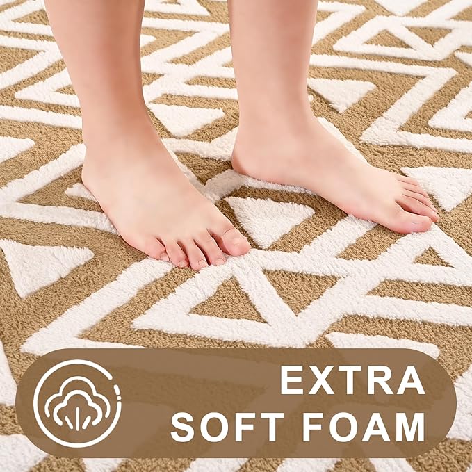 Ompaa Ultra Soft Shaggy Rugs Memory Foam Bedroom Carpet, Beige 6 x 9 Feet, Plush Geometric Textured Area Rugs for Living Room Couch Dorm Bedside Kids Girls Teens Room Nursery Decor Floor Mat