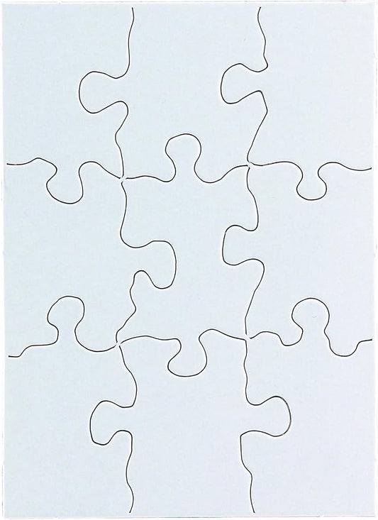 8 Blank Jigsaw Puzzles with Envelopes – 4 x 5.5 Inch, 9 Pieces Each – Hygloss DYI party invites, Perfect for Decorating, Kids' Activities, Arts & Crafts or Party Favors