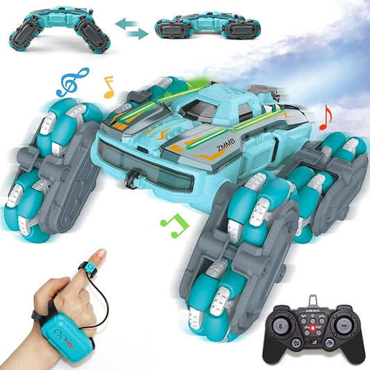 8 Wheel RC Stunt Car with Gesture Control, Spray & LED Lights, Double-Sided Off-Road Vehicle for Boys & Girls Ages 6-14, Ideal Christmas & Birthday Gift