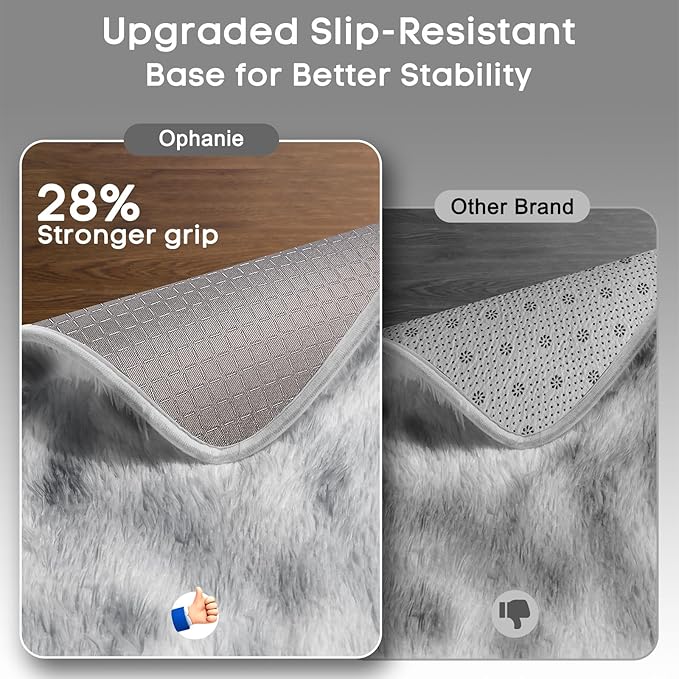 Ophanie Grey and White Area Rugs for Living Room 5x7, Fluffy Shag Large Fuzzy Plush Soft Carpets, Floor Shaggy Rugs for Bedroom, Carpet for Kids Boys Girls Dorm Nursery Home Decor Aesthetic