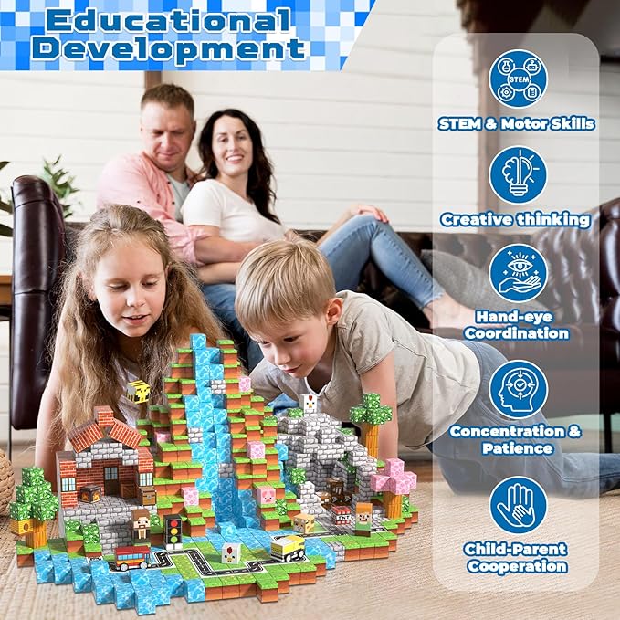 200 PCS Magnetic Blocks - Magnetic Building Blocks Cubes, Magnet Toys for Kids Age 3+, Toy Building Set for Kids, Magnets Stacking Construction Birthday Gifts for Boys Girls Age 4-8, 8-12