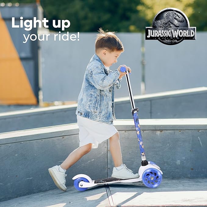 Self Balancing Kick Scooter with Light Up Wheels, Extra Wide Deck, 3 Wheel Platform, Foot Activated Brake, 75 lbs Limit, Kids & Toddlers Girls or Boys, for Ages 3 and Up