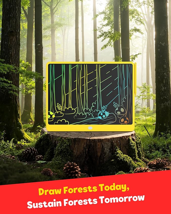 TEKFUN LCD Writing Tablet for Adults, Large Doodle Board, 16 Inch Colorful Drawing Tablet Writing Pad, Toddler Toys for 3 4 5 6 7 8 9 Year Old Girls Boys Teen, Birthday Gifts for Kids (Yellow)