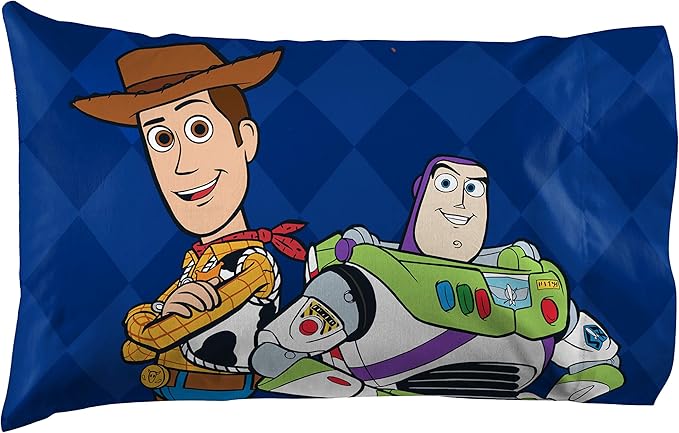 Jay Franco Disney Toy Story Buzz & Woody 4 Piece Twin Bed Set - Includes Reversible Comforter & Sheet Set - Super Soft Fade Resistant Microfiber - (Official Disney Product)
