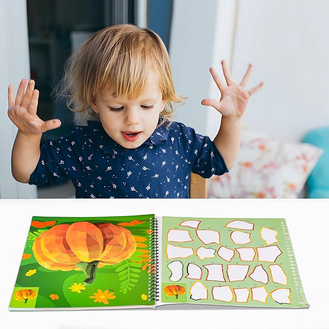 90shine 2PCS Thanksgiving Crafts for Kids Sticker Books Ages 4-8 Fall Turkey Pumpkin Harvest Designs Party Gift Create 22 Pictures