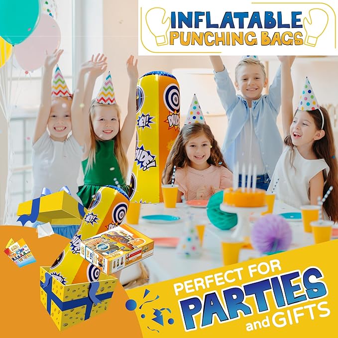 INFLATABLE DUDES Target Bags -Kids Punching Bag | Already Filled with Sand| Bop Bag | Premium Inflatable Toy | Punching Bag for Kids | Enhanced Bounce-Back Action! | Indoor Outdoor -Party Games