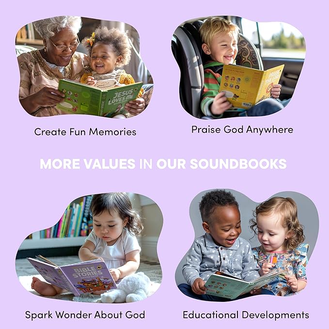 Bible Stories Christian Sound Books for Kids - 6 Bible Songs - Christening, Baptism Gifts for Boys and Girls - Religious Toys, Interactive Music Books for Toddlers - Baby Dedication