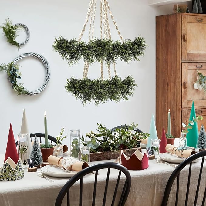 RECUTMS Artificial Garland 1pcs Fake Vines Ivy Greenery Stiff Leaves Plants Table Decor Faux Hanging Plastic Plant for Indoor Outdoor Home Party Wall Mantle (Green H)