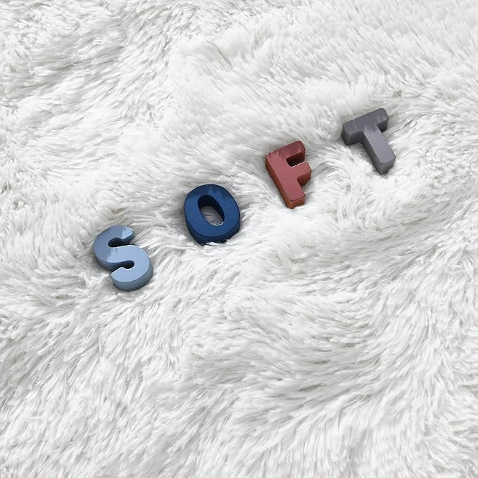 6x9 Fluffy Soft Cream White Rug for Living Room Bedroom, Large Area Rugs Super Soft Shaggy Carpet for Classroom Kids Babys Playroom Toddler Nursery Dorm Home Decor, Modern Indoor Non Slip Rug