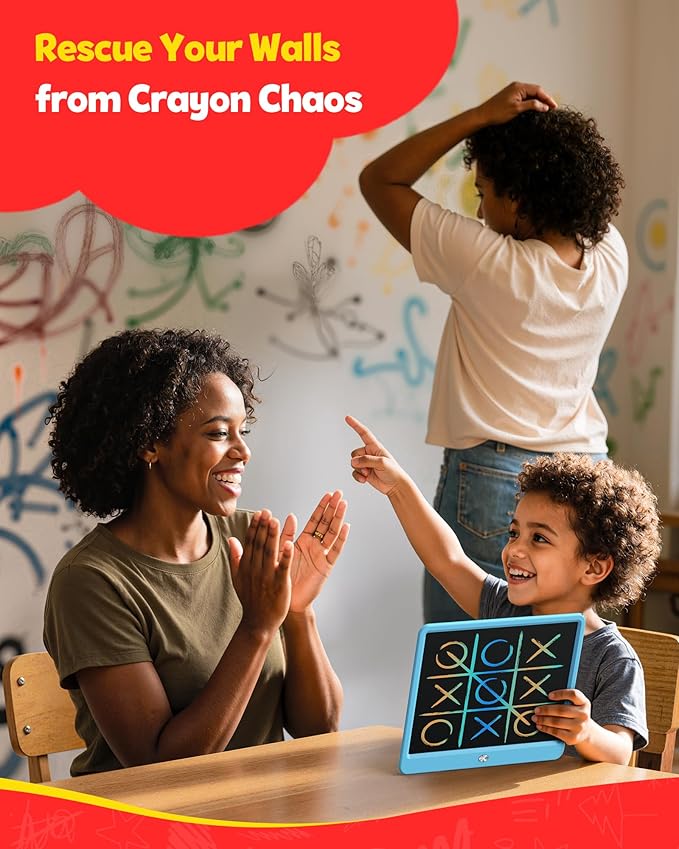 TEKFUN LCD Writing Tablet for Kids Boys Toys, 12 Inch Erasable Doodle Board Colorful Doodle Pad, Mess Free Coloring Board Games Toys Gifts for Toddlers Boys Adults (Blue)