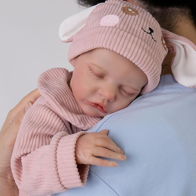 Lifelike Reborn Baby Dolls - 18-Inch Sweet Smile Real Life Realistic-Newborn Sleeping Baby Girl with Toy Accessories Gift Set for Kids Age 3+