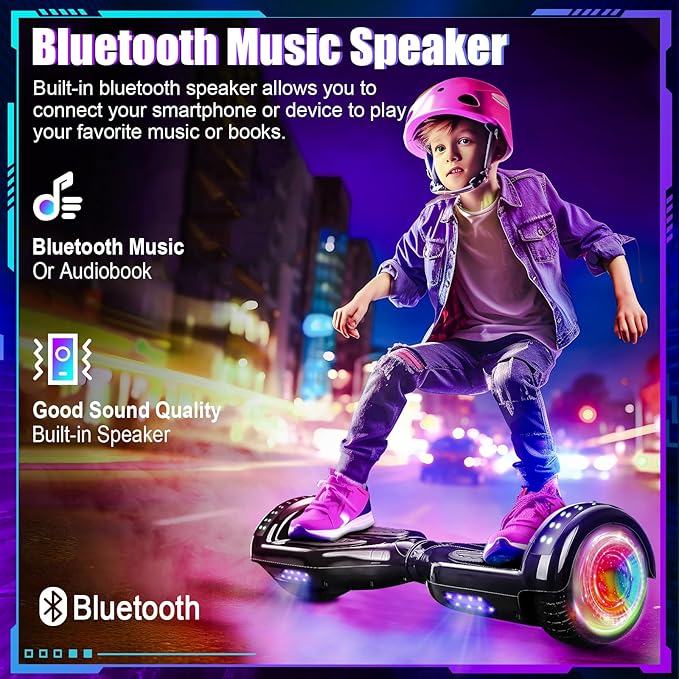 Self Balancing Scooters with Bluetooth & Corlorful LED Lights, Gifts for Kids & Adults & Girls & Boys, for All Ages
