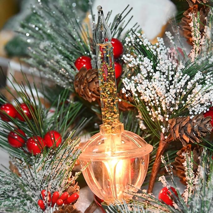 4 Pack Clear Christmas Bubble Lights With Golden Glitter, Vintage Tree Replacement Bulbs & C7 Candle Light for Holiday Home Decor, E12 Base, 5W