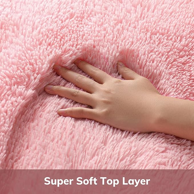 Ophanie Pink Rug for Bedroom Girls, Kids Fluffy Kawaii Fuzzy Furry Shag Area Rug, Cute Plush Soft Shaggy Bedside Indoor Floor 4x6 Carpet for Teen Nursery Dorm Home Room Decor Aesthetic
