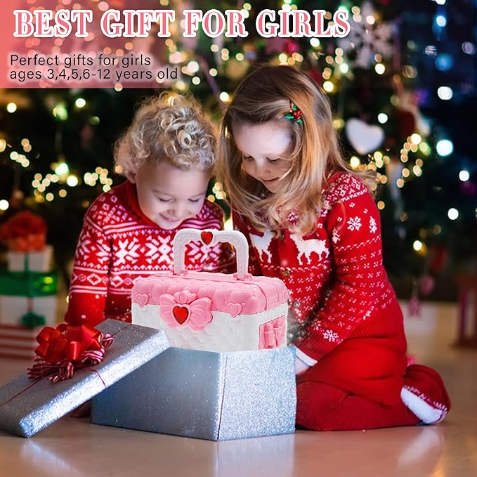 Kids' Makeup Kit - Little Girls' Pretend Play Makeup Vanity for Toddlers to Tweens, Princess Theme, Ages 3-10