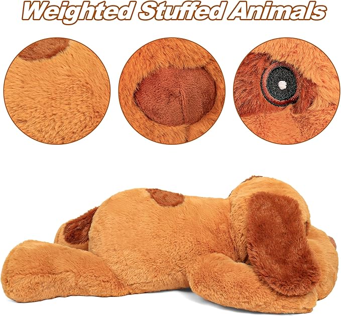 5lbs 24 Inch Dog Weighted Stuffed Animals, Weighted Dog Plush, Weighted Stuffed Animal Plushies Pillows Gifts for Adults, Women, Men, Boys, Girls and Kids