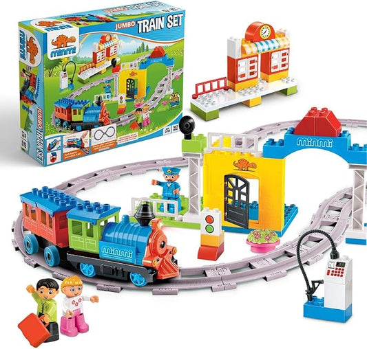 Electric Train Set - Toddler Train Toy Figures & Playsets for Age 2-10 Year Old Boy Toy Trains, Kids Toy Train Sets for Boys & Girls, Mini Engine Steam Train Model Train Set, Motorized Train Set-107pc