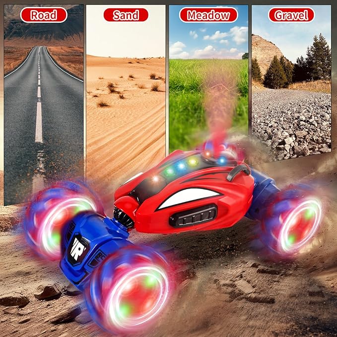 Spider Remote Control Car, Gesture Sensing Stunt Car, Spider Toys Gifts for Boys 4-6 6-8 8-12 Year Old, 2.4GHz 4WD Drift Hand Controlled Twist Cars, Off-Road 360° Rotating Cars with Lights Spray Music
