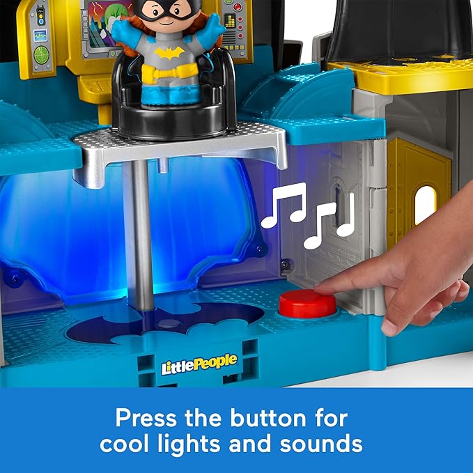 DC Super Friends Fisher-Price Little People Toddler Batman Toy Deluxe Batcave Playset with Figure for Pretend Play Ages 18+ Months