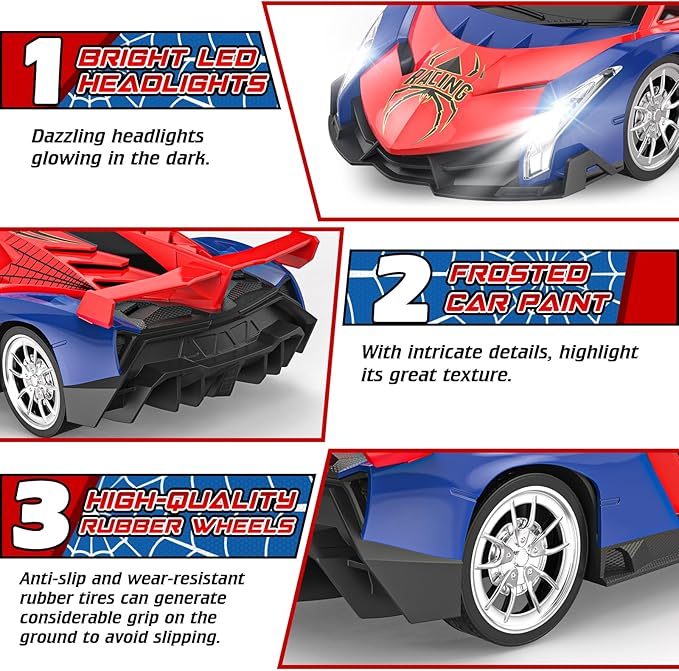 Growsland Remote Control Car for Kids, RC Cars for Boys Kids 1:18 Electric Vehicle Toy Car Hobby Racing Car Toys with Lights & Controller, Birthday Gift for 3 4 5 6 7 8 9 Year Old Boys Girls