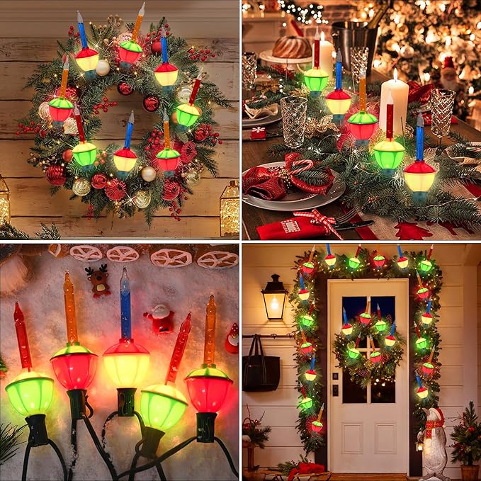 8.8 Feet Vintage Christmas Bubble Lights with 10 Bubbling Bulbs(1 Spare), Multicolor Vintage Bubble Christmas Lights Waterproof for Holiday Decorations for Trees Porch Home, E12 Base, 5 Watt